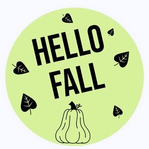 30 STICKERS - 2” ROUND - “HELLO FALL” - LIGHT BRIGHT GREEN